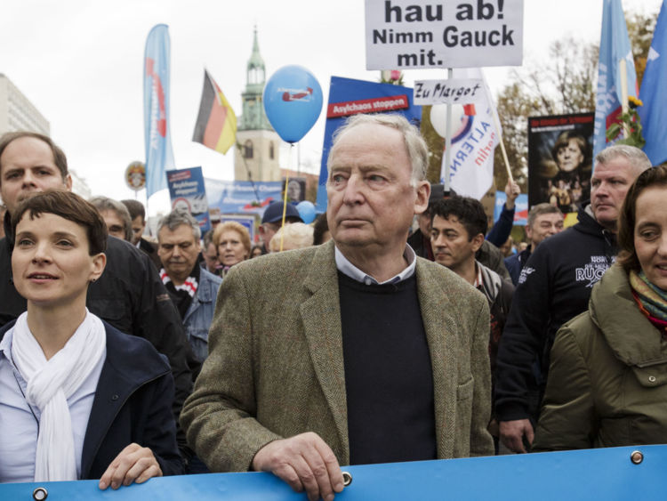  Le Frauke Petry de l'AfD (à gauche) et Alexander Gauland mènent un rassemblement 