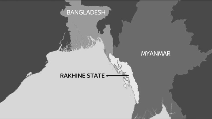  L'Etat de Rakhine se trouve sur la côte occidentale du Myanmar, à la frontière du golfe du Bengale 