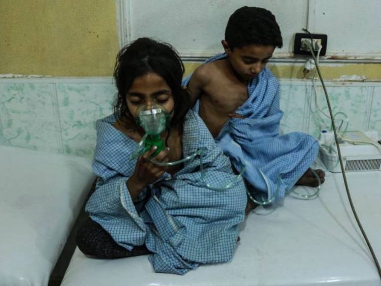  Enfants hospitalisés après une attaque au chlore sur la Ghouta orientale 