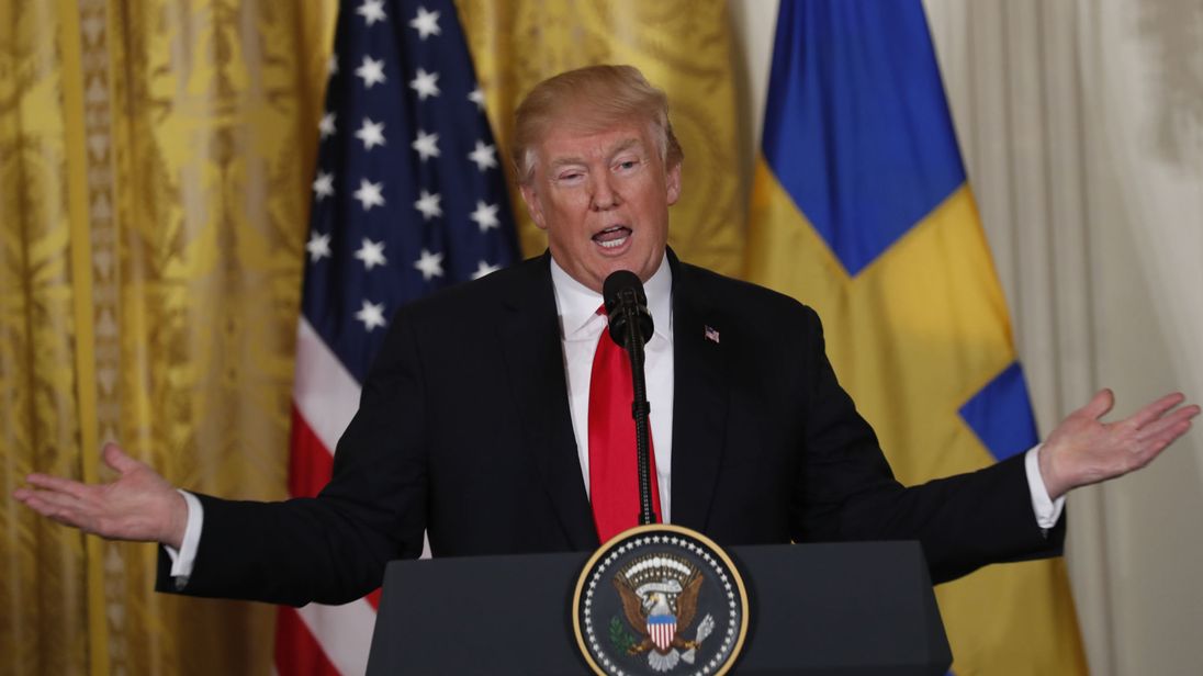  U.S. Le président Donald Trump prononce une conférence de presse conjointe avec le Premier ministre suédois Stefan Lofven 