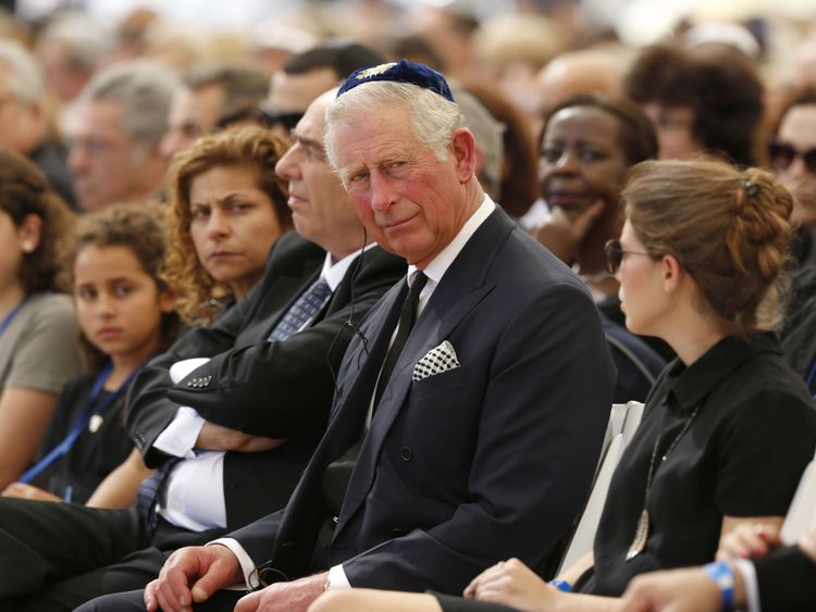  Prince Charles à Shimon Peres. funérailles en 2016 