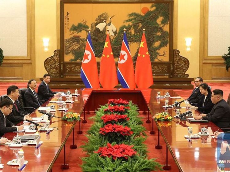  Xi Jinping et Kim Jong Un tiennent des pourparlers à Beijing. Pic: Chine Nouvelles Xinhua 