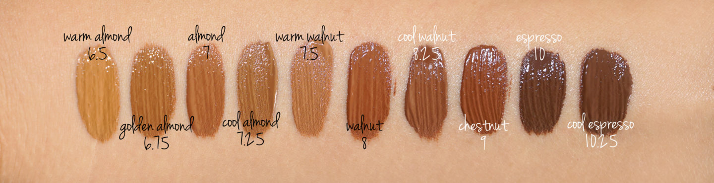  Bobbi Brown Peau Longue portée Echantillons de teint Warm Amande 6,5, Amande dorée 6,75, Amande 7, Amande fraîche 7,25, noyer chaud 7,5, noix 8, noyer frais 8,25, châtaigne 9, expresso 10, espresso frais 10,25 