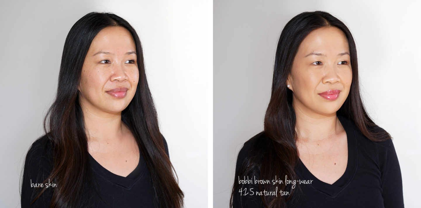  Bobbi Brown Skin Revue de la Fondation Long-Wear et Nuancier Naturel Tan 4.25 swatches 