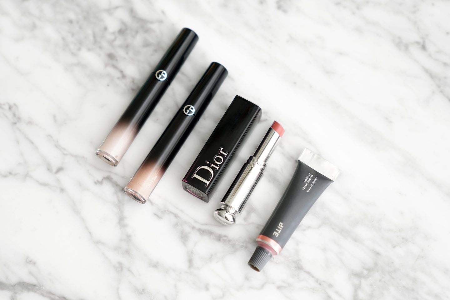  Haul Armani Ecstasy Lacque 100, 101, Dior Addict Lacque Stick New Wave, Bite Beauté Masque à lèvres Agave Champagne 