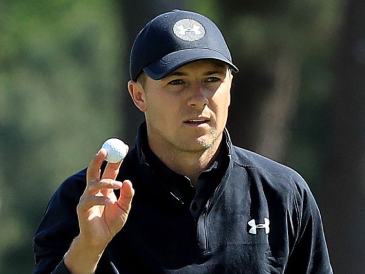  Jordan Spieth lors de la dernière manche du Tournoi des Maîtres 2018 au Augusta National Golf Club le 8 avril 2018 à Augusta, Géorgie. 