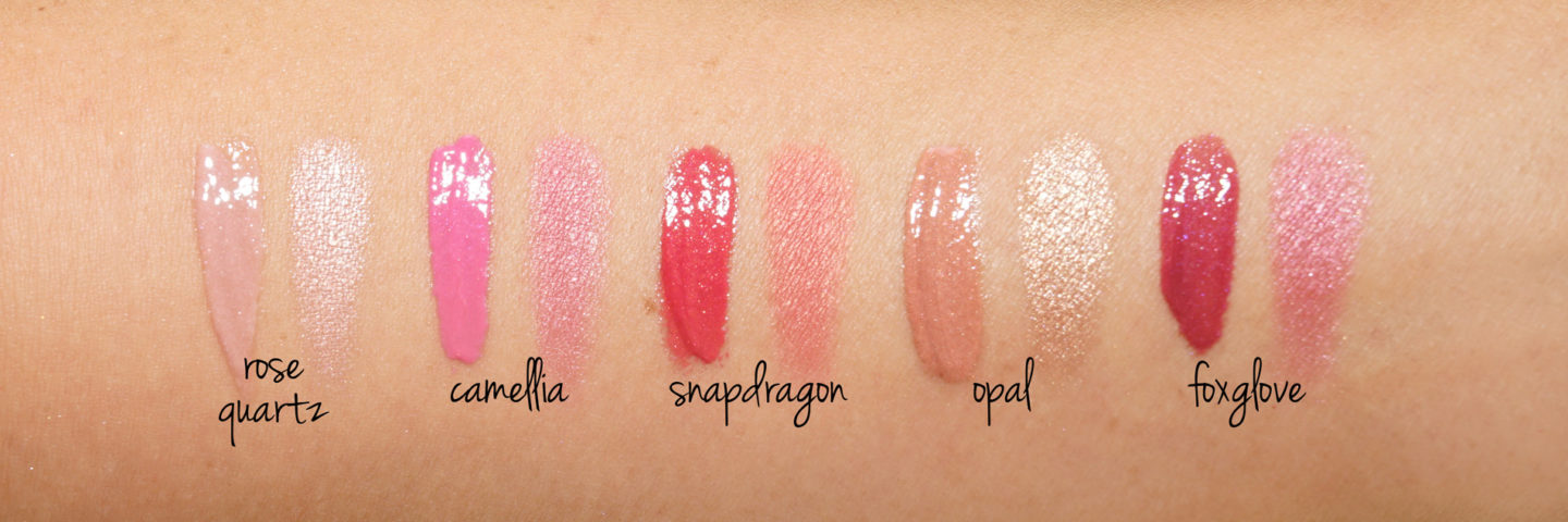  Brillant à Lèvres Becca Glow et Nuancier SSP Quartz Rose, Camélia, Muflier, Opale et Digitale 