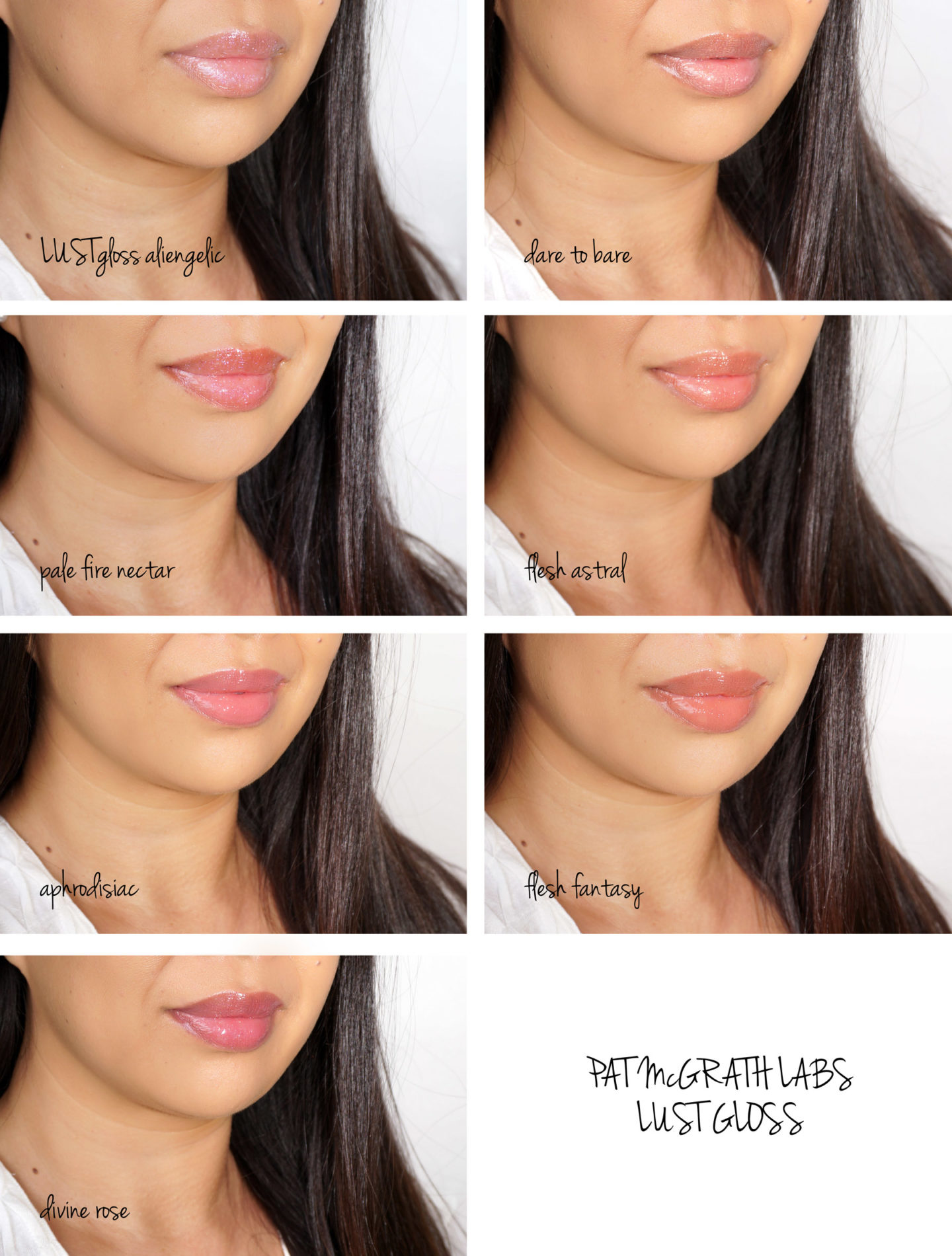  Pat McGrath Labs LUST: Brillant Aliengelique, Ose Nue, Chair Astral, Nectar Feu Pale, Aphrodisiaque, Chair Fantaisie, Rose vénéneuse 