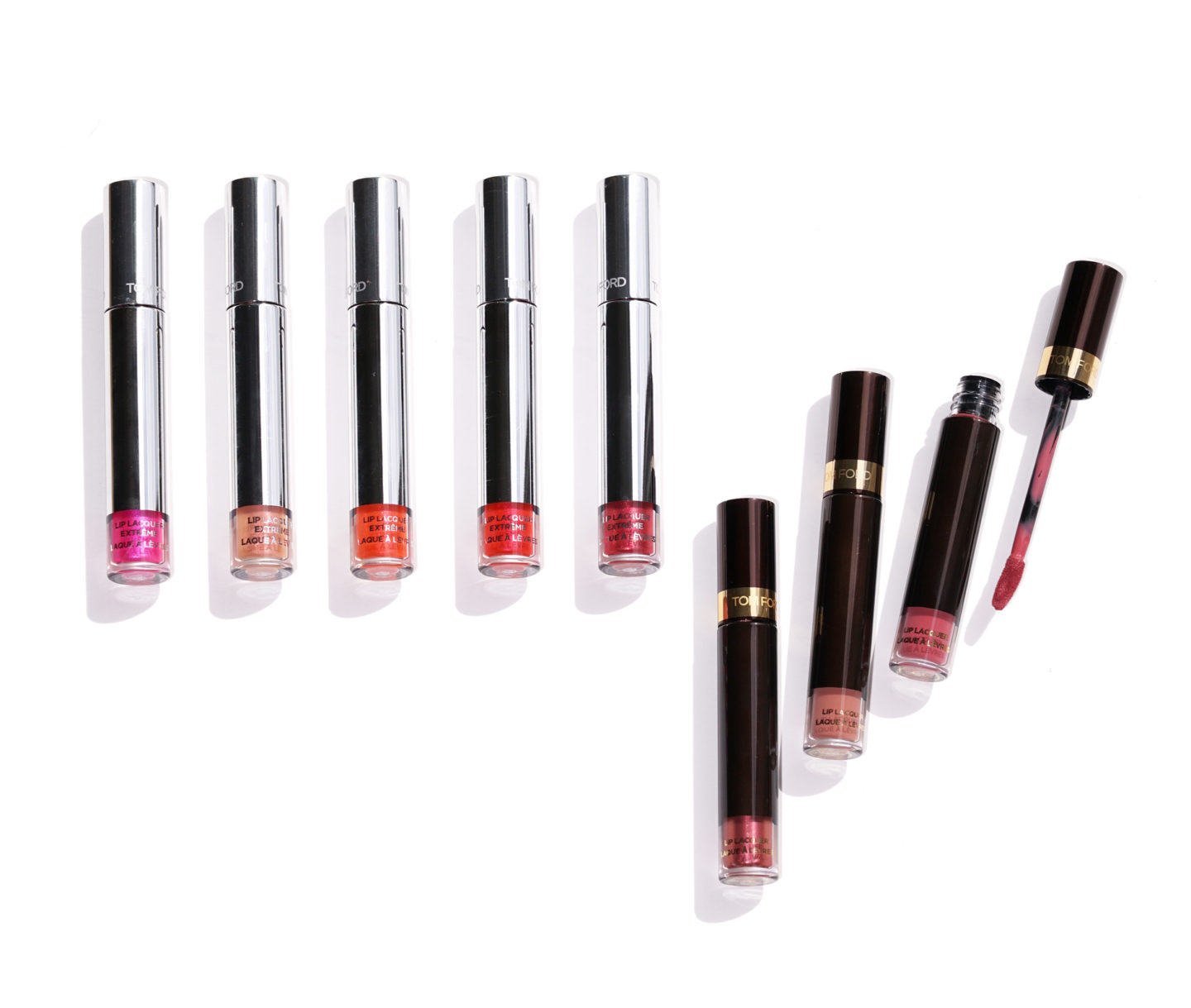  Tom Ford Lip Laque Extreme et Lip Lacquer Review + Swatches Panty Pink, Camée, Torche, Slicker, Hot Rod, Sabre Rose, Appel Universel, Pussycat 