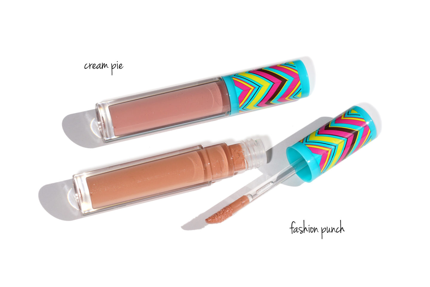  MAC Summer Starrr Lipglass Fashion Punch et Cream Pie swatches 