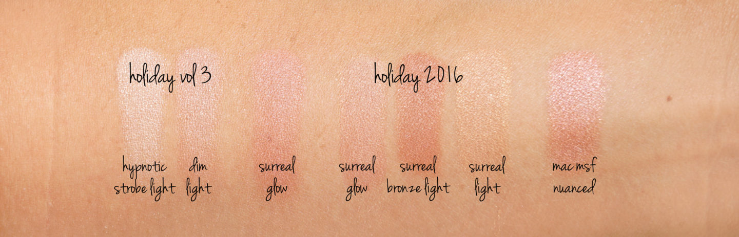 Comparaison des nuances de la palette Blush de l'éclairage ambiant