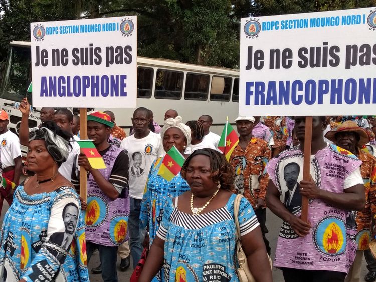 Les manifestants portent des bannières lorsqu'ils participent à une marche: 