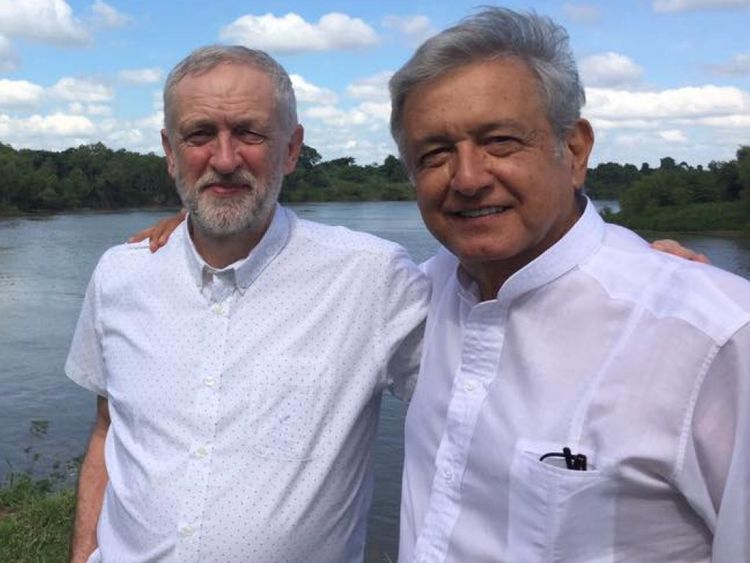 Jeremy Corbyn et Andres Manuel Lopez Obrador en 216