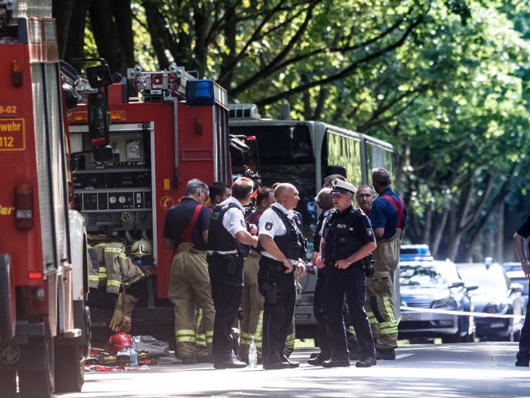 Les policiers sur les lieux à Kuecknitz près de Lubeck