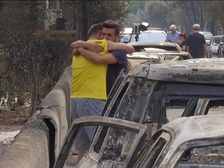Survivants des incendies en Grèce