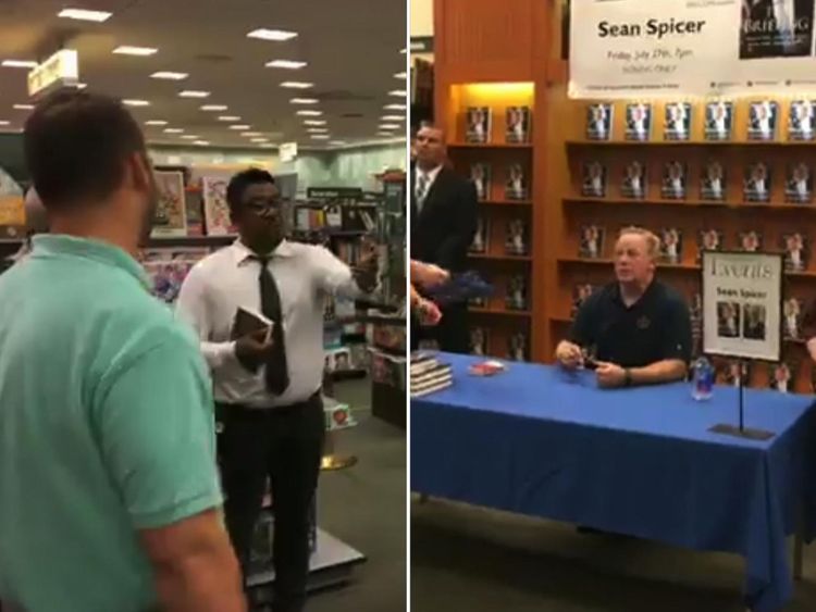 Alex Lombard a confronté Sean Spicer à la signature d'un livre