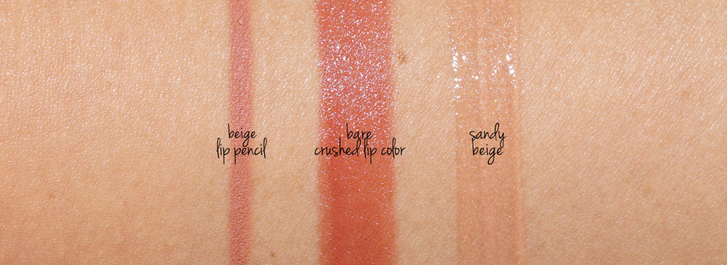 Bobbi Brown Beige Crayon À Lèvres, Bare Crushed Lip Color et Sandy Beige Lip Swatches