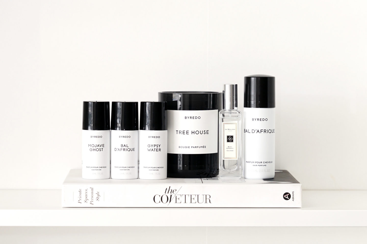Byredo Trio de parfums de cheveux, bougie Tree House, parfum de basilic et néroli Jo Malone