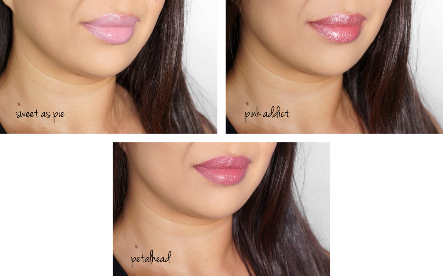 MAC Lip Trio Rose Nordstrom: Sweet as Pie, Pink Addict, Échantillons de Petalhead