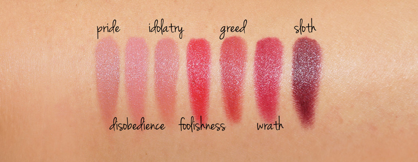 NARS 7 Deadly Sins Palette de rouge à lèvres Audacious Swatches | Le livre de beauté
