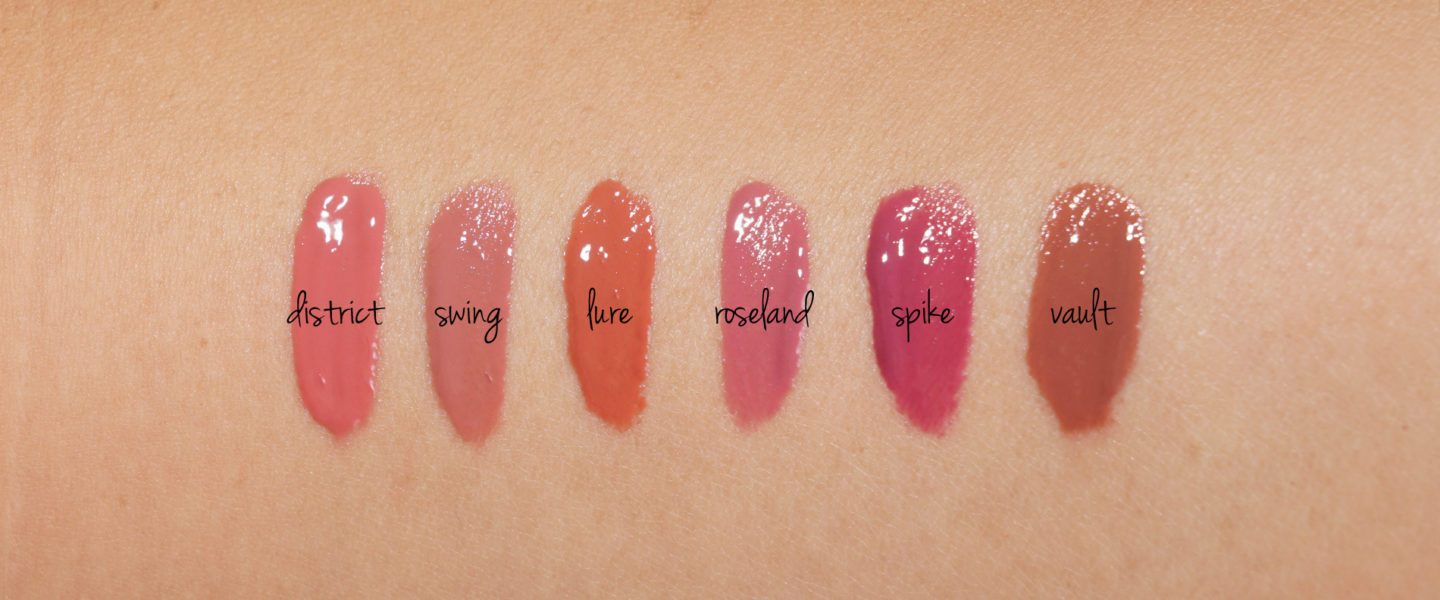 NARS Velvet Lip Glide Nuancier District, Swing, Lure, Roseland, Spike, Vault