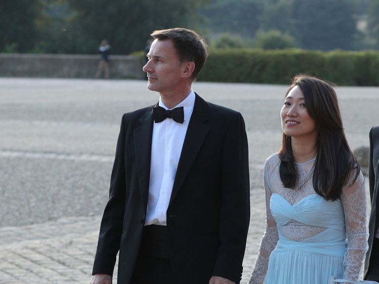 Jeremy Hunt et sa femme Lucia au palais de Blenheim pour la visite de Donald Trump