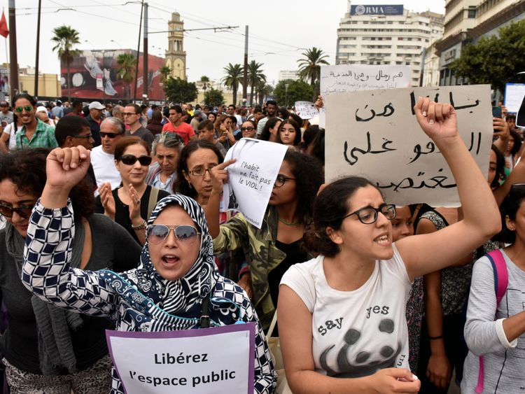 Une manifestation contre l'agression sexuelle à Casablanca en août 2017