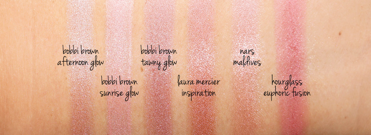 Bobbi Brown Highlighting Powder contre Laura Mercier Inspiration contre NARS Maldives