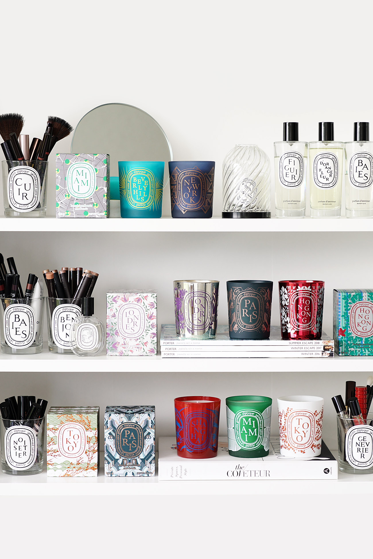 Diptyque City Candles Etagère de beauté via The Beauty Look Book