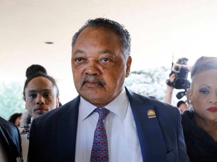 Le révérend Jesse Jackson au temple de Grace Plus où il a rendu hommage à Aretha