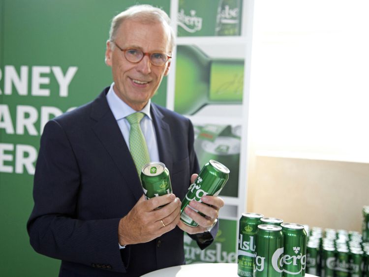 PDG Cees Hart au siège de la brasserie à Copenhague lors du lancement des nouveaux Snaps Packs Carlsberg