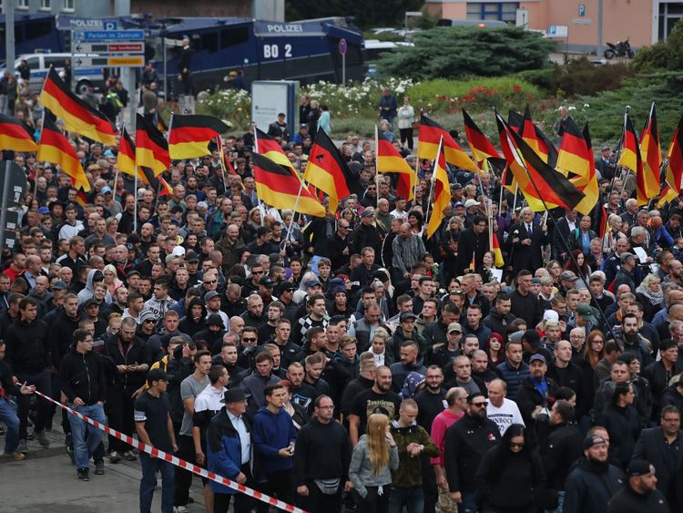 Manifestation d'extrême droite à Chemnitz, en Allemagne