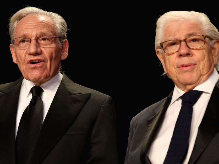 Bob Woodward (à gauche) avec Carl Bernstein aux Correspondants de la Maison Blanche en 2017 & # 39; Dîner d'association