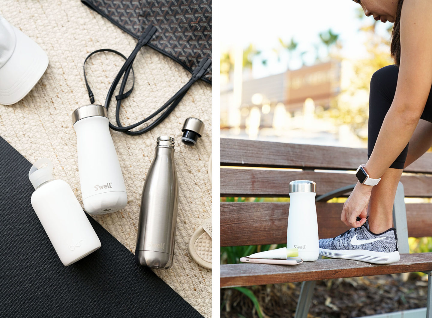 BKR Bottle, Bouteille d'eau en acier inoxydable S'well Traveller Moonstone et S'well | Le look book beauté