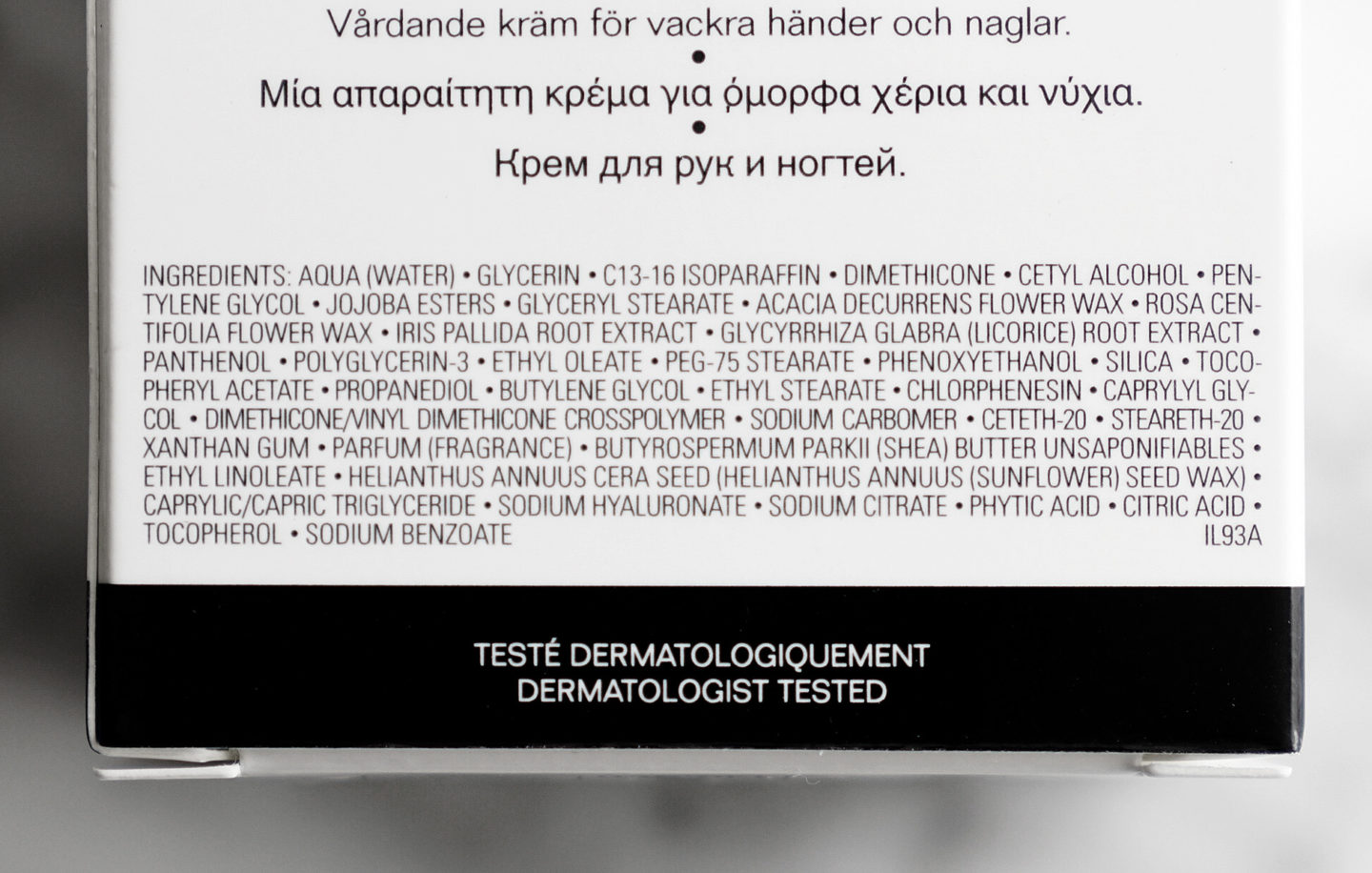 Ingrédients Crème Main Main Chanel La Creme