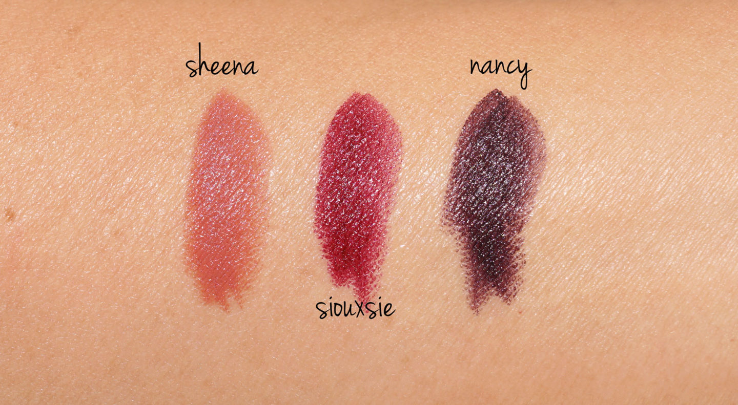 NARS Holiday 2018 Piques de Rouges à lèvres Audaces Sheena, Nancy et Siouxsie