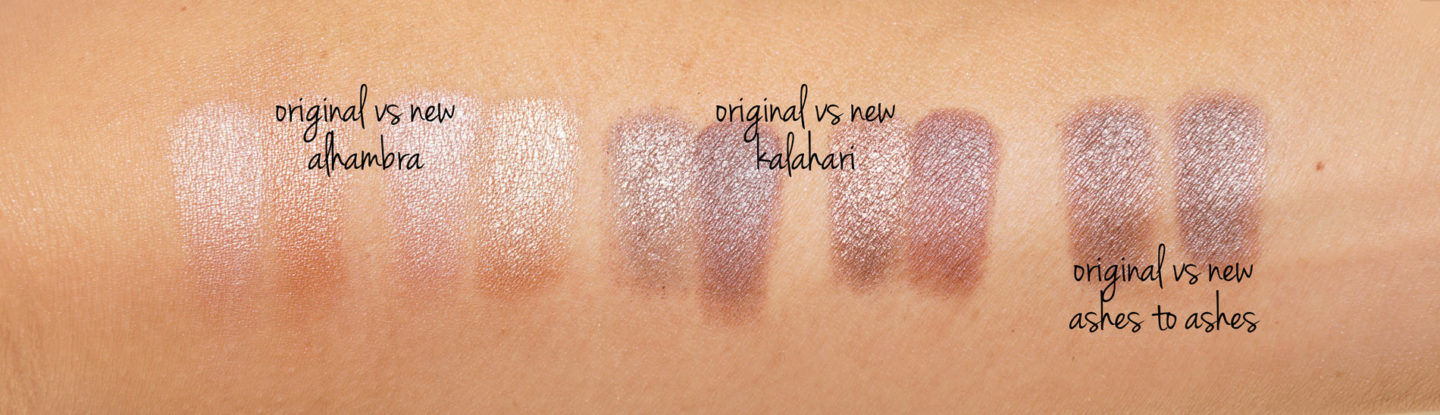 NARS Original vs New Eyeshadows Alhambra, Kalahari, Cendres en Cendres