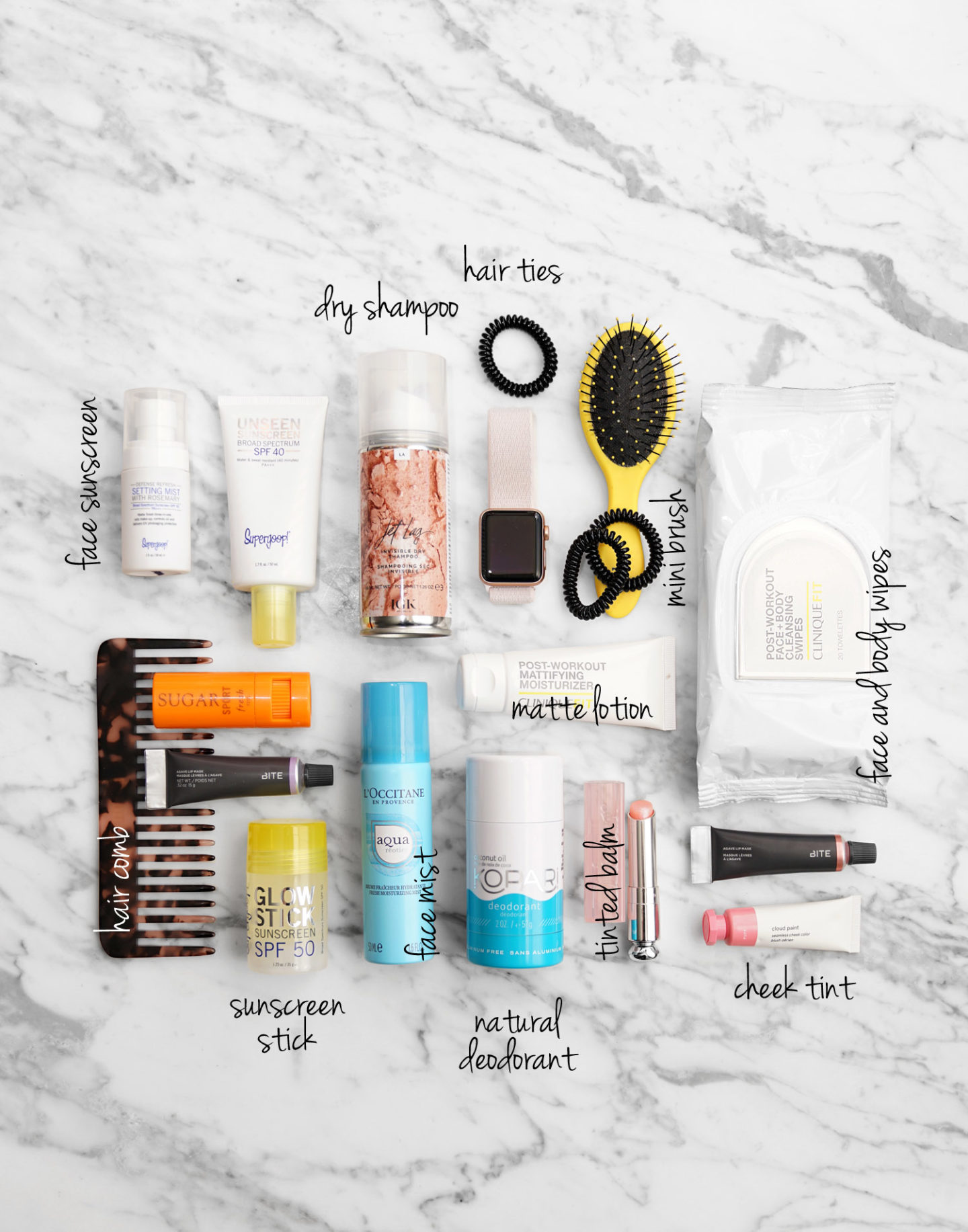 Essentiels beauté avant et après l'entraînement