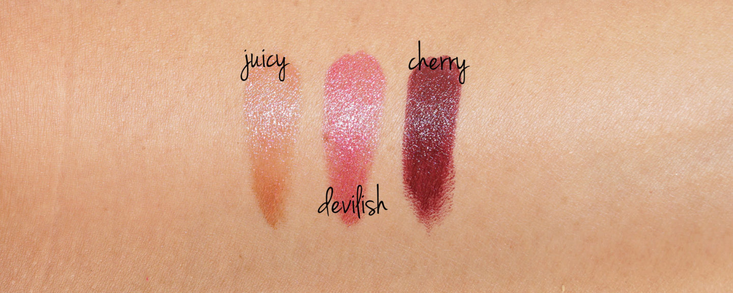 Rouge à lèvres Urban Decay Naked Cherry Vice dans des échantillons de Juicy, Devilish et Cherry