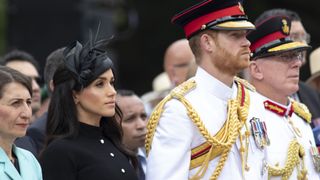 Le prince Harry, le duc de Sussex et Meghan, la duchesse de Sussex assistent à l'inauguration du monument commémoratif de l'ANZAC à Hyde Park, le 20 octobre 2018 à Sydney, en Australie