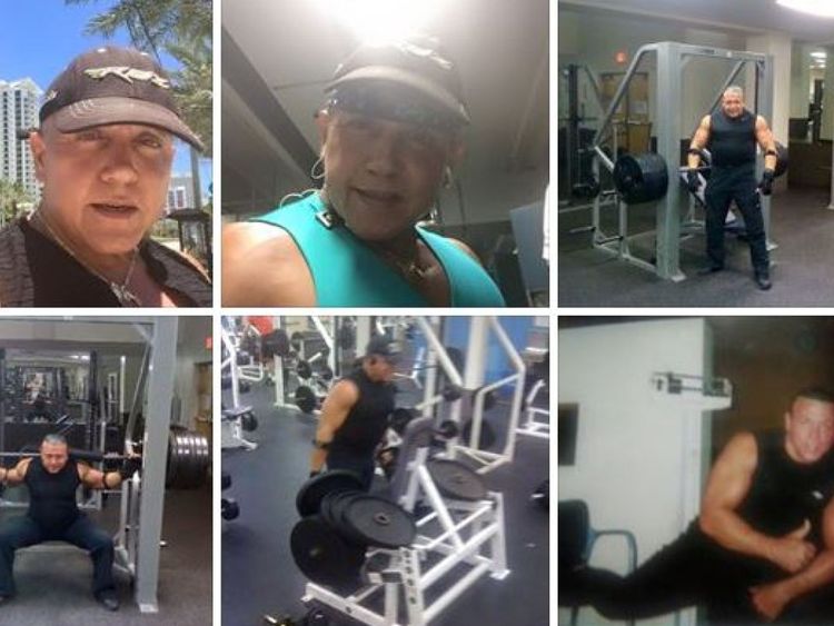 Sayoc a téléchargé des photos de différentes époques où il travaillait au gymnase. Pic: Cesar Sayoc