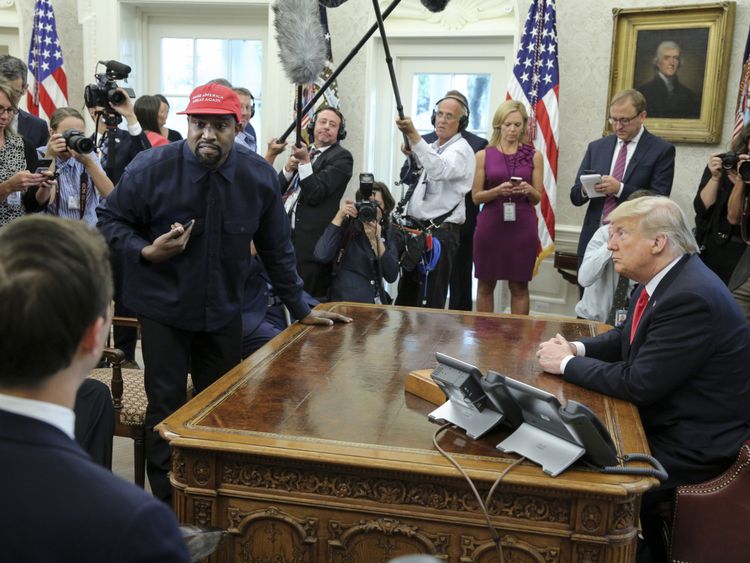 Kanye West lors de sa rencontre avec le président Trump