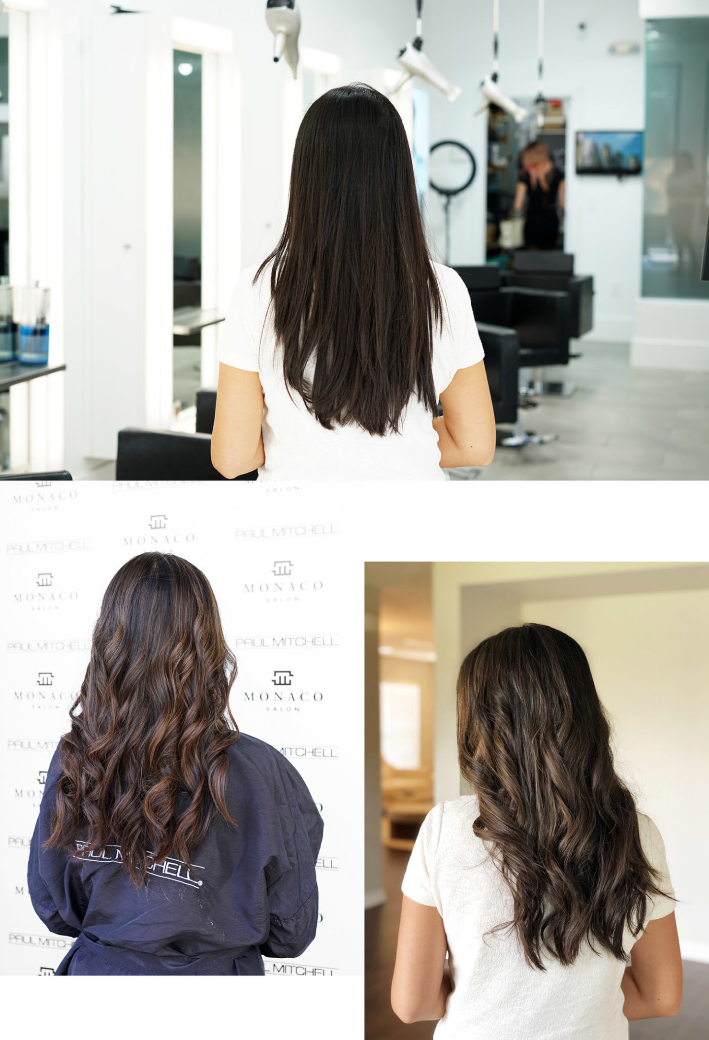 Faits saillants cheveux au caramel avant et après