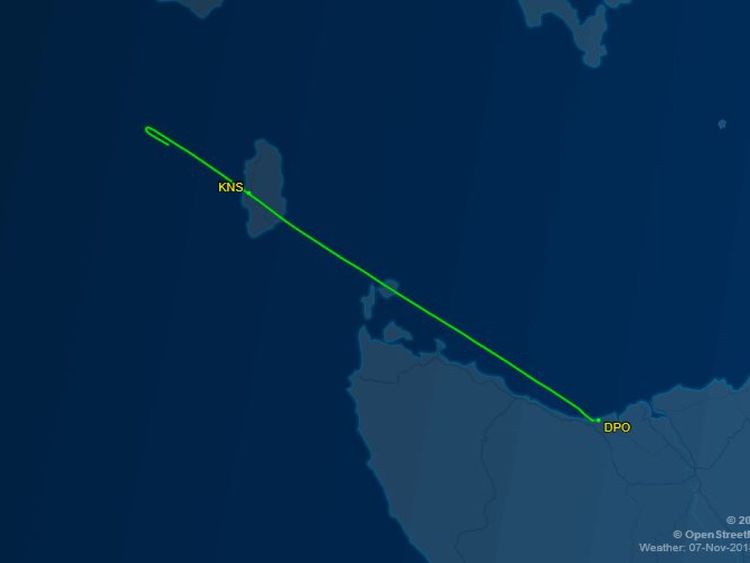 Les données de vol montrent que l'avion a doublé sur son trajet. Pic: FlightAware