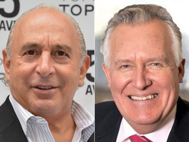 Sir Philip Green (à gauche) a été nommé par Lord Hain