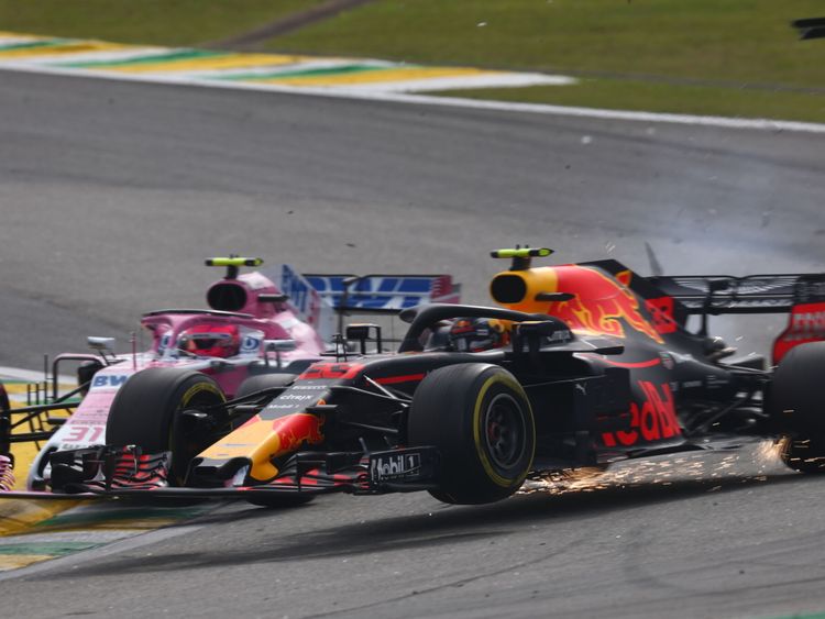 Max Verstappen et Esteban Ocon s'affrontent dans le Grand Prix du Brésil