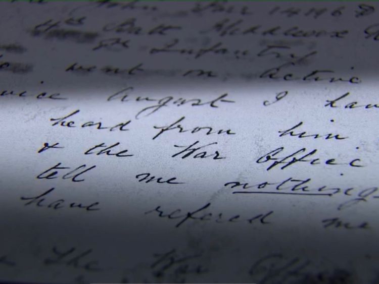L'histoire du soldat John Parr est reflétée dans les mots de sa mère dans une lettre à son régiment. Pic: Archives nationales