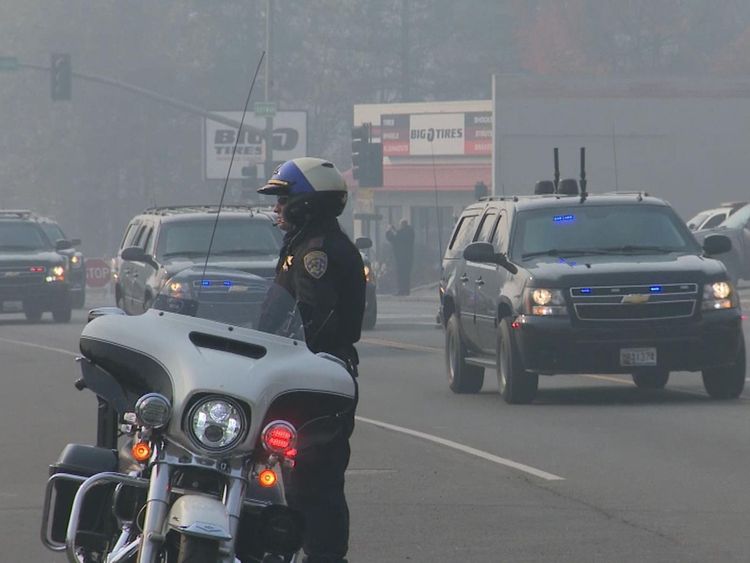 Trump et son cortège motorisé en direction du paradis