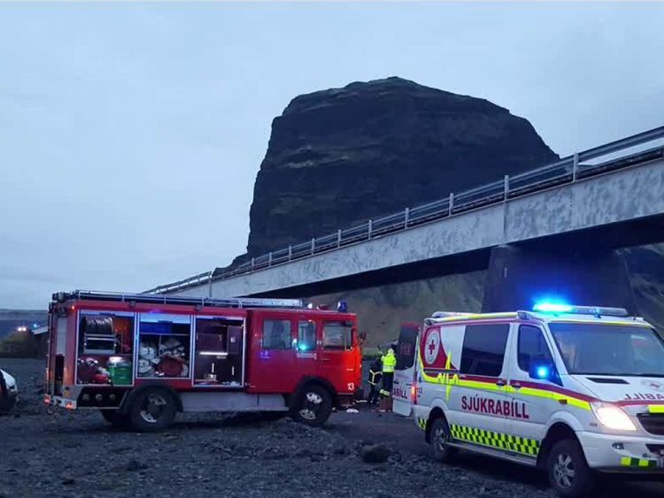 Scène de l'accident de voiture d'Islande