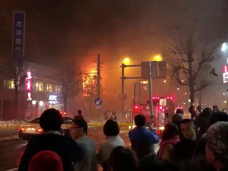 Vue d'un site d'explosion dans un bar de Sapporo, au Japon, le 16 décembre 2018. Photo: Keita Toyoshima